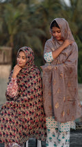 Daily Wear Cotton Printed Dupatta – Indigo Pink Paisley & Dusty Taupe Gold Booti