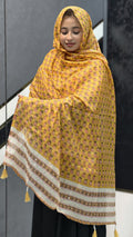 Affordable Chanderi Cotton Silk Dupatta – Mustard Yellow Traditional Booti & Sequins