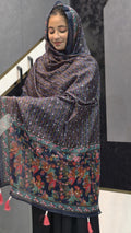 Affordable Chanderi Cotton Silk Dupatta – Midnight Navy Floral Kalamkari & Sequins