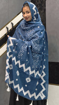 Affordable Chanderi Cotton Silk Dupatta – Indigo Blue Bandhani & Zig-Zag Border